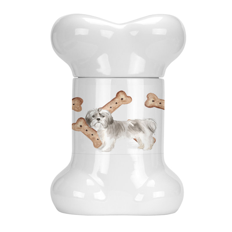 Tucker Murphy Pet Shih Tzu Puppy Cut Bone Shaped Pet Treat Jar Wayfair Canada